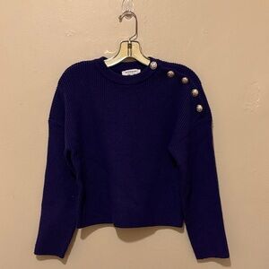 Morgan de Toi Women's Navy Sweater with Metallic Accents